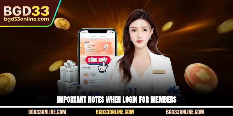 Important notes when login for members